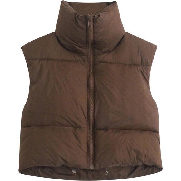 Women Vest Puffer Lightweight Stand Collar Padded Vest Zip Up Sleeveless Jacket - Picture 1 of 7